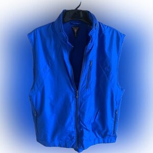 Large Scottevest Blue Vest with Hidden Hood